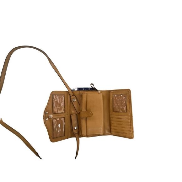 Bueno Tan Crossbody Wallet Purse Shoulder Bag Butterfly Embossed Gator Croc 2in1 - Picture 5 of 11